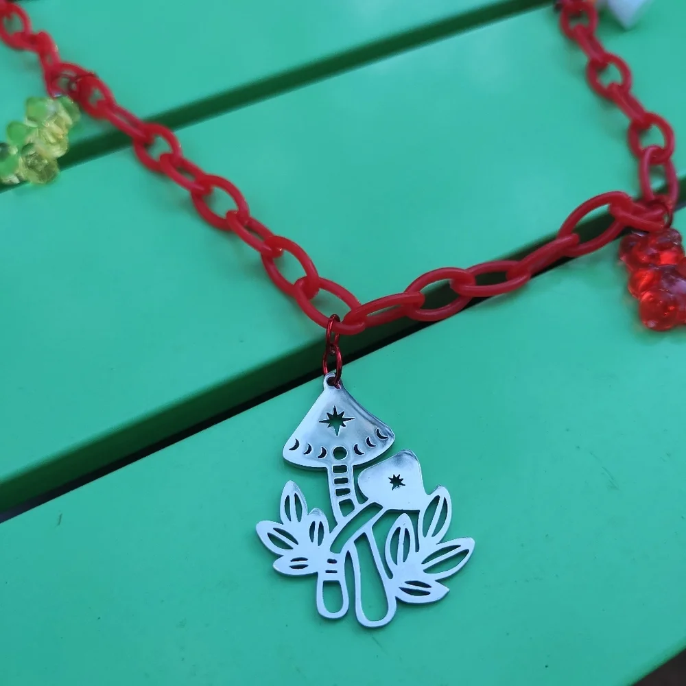 PUNKY Mushroom and Gummy Bear Necklace.